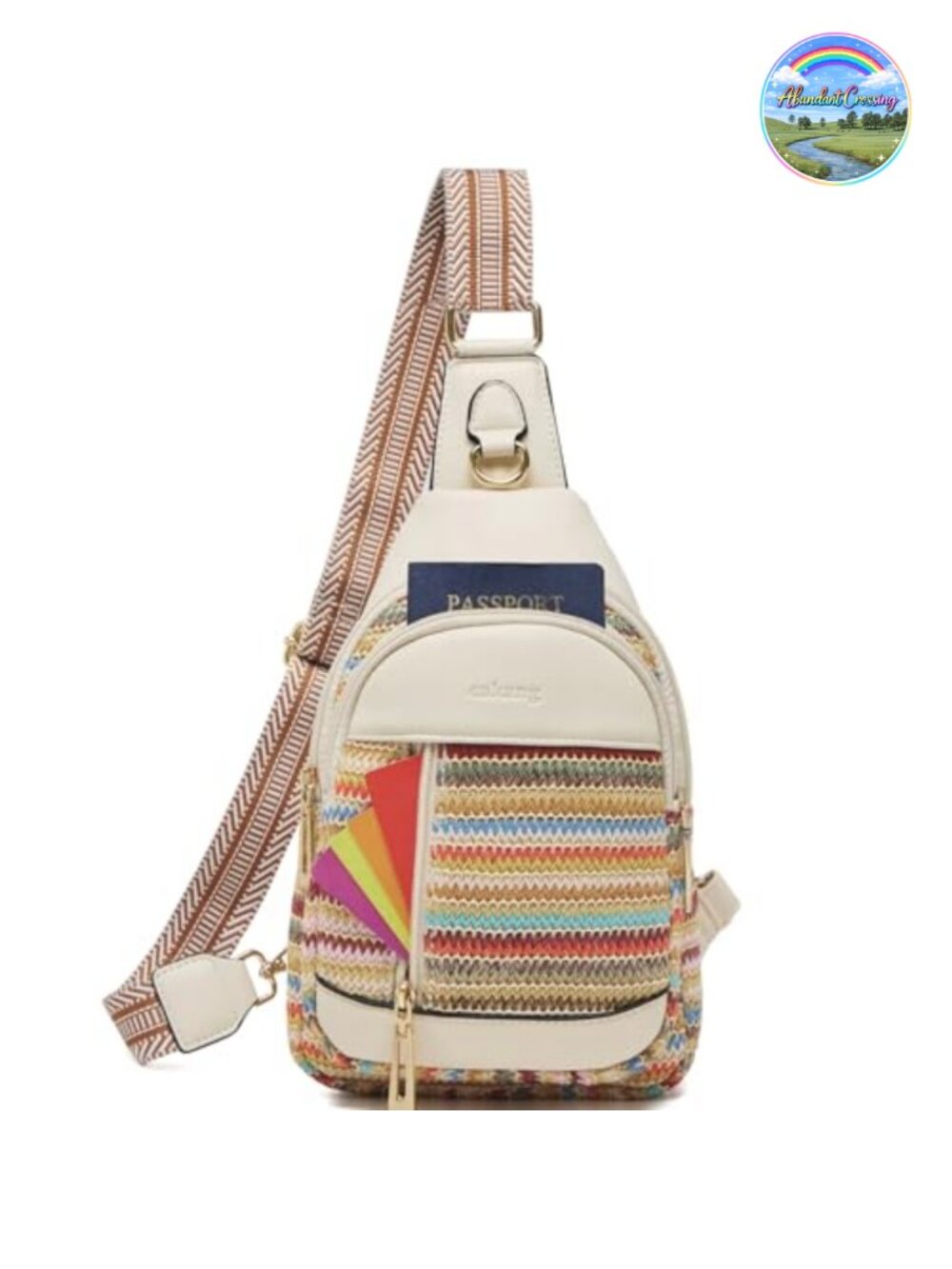 Vegan Leather Straw Sling Bag Crossbody Fanny Pack Travel Purse
